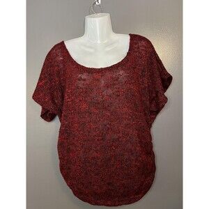 Caren Sport Tunic Womens 2X Red Scoop Neck Dolman Sleeve Knit Lightweight Shirt